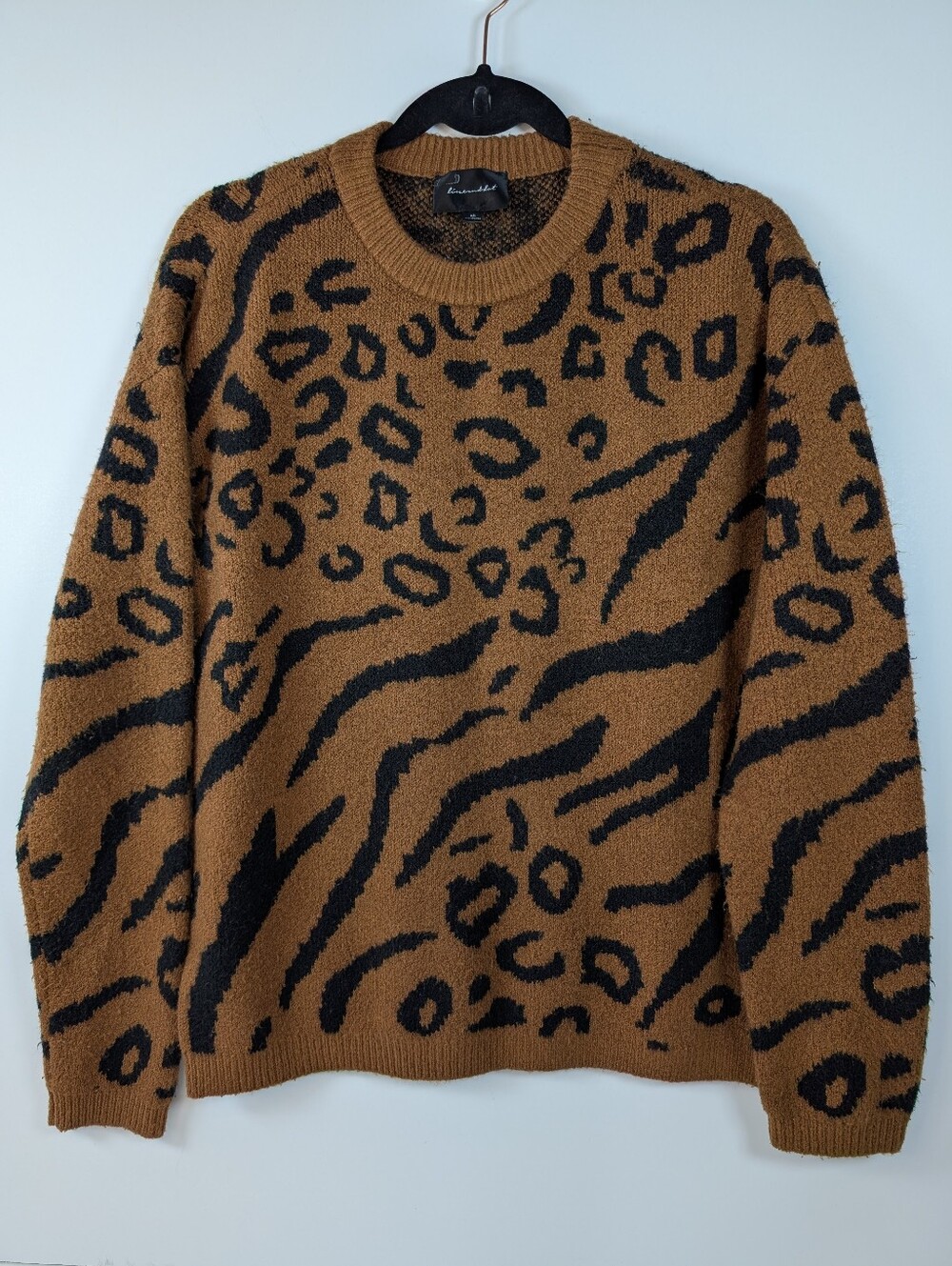 Line & Dot Animal Print Crewneck Knit Sweater